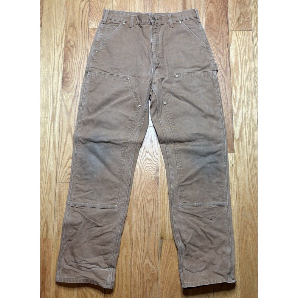 Vintage Carhartt Double Knee Pants 32x32 Brown B01 BRN Faded Distressed Dungaree